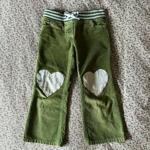 Mini Boden 4-5Y green corduroy flare pants